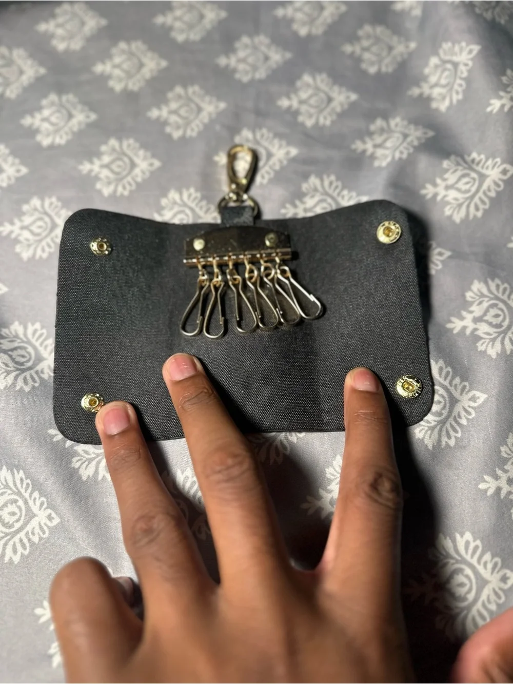 Louis Vuitton Black Monogram Key Pouch with Gold Hardware
